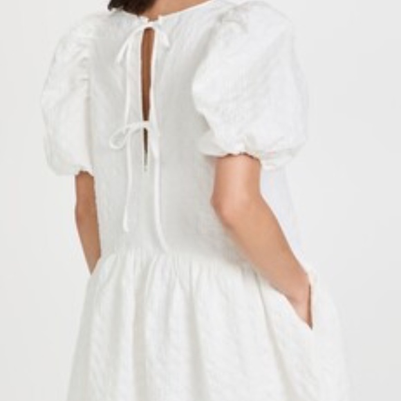 English Factory Back Tie Jacquard Puff Dress - Picture 2 of 6